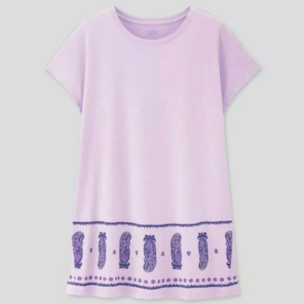 Uniqlo x Anna Sui Women Short Sleeve Tunic Purple - Picture 2 of 9